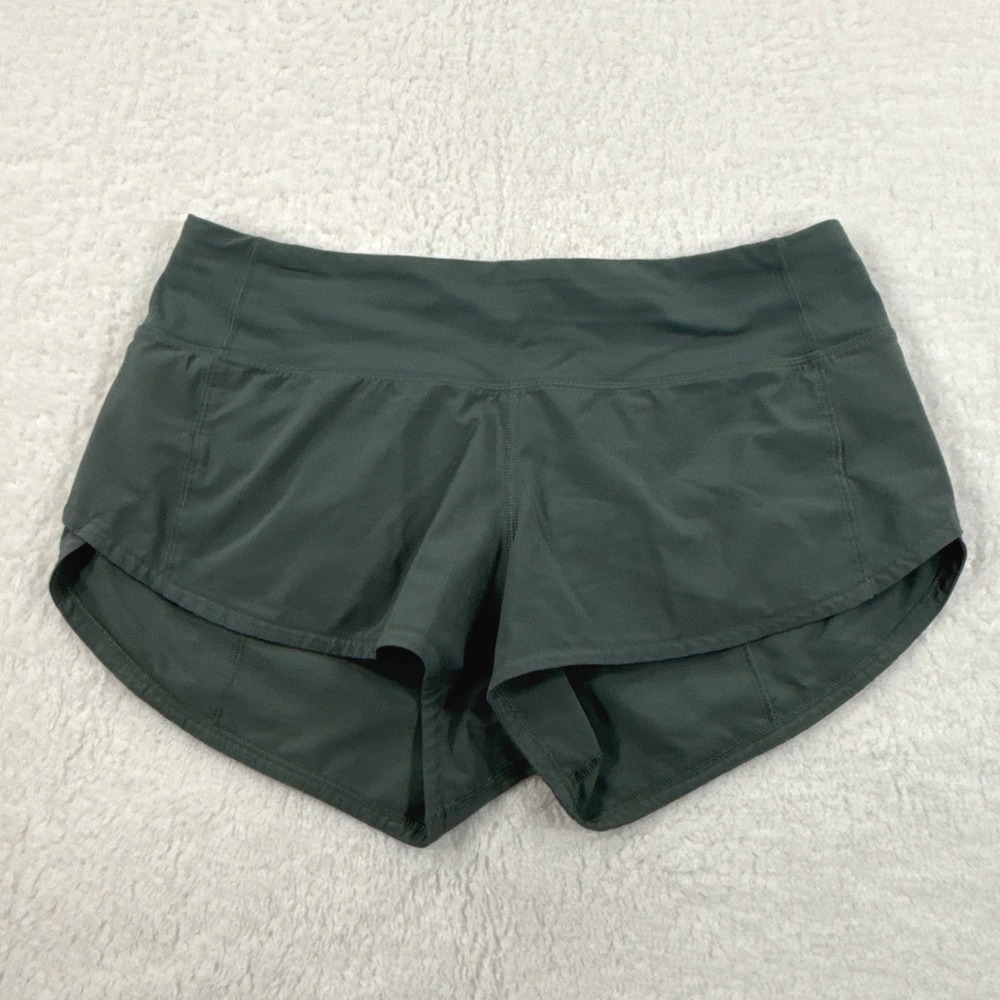 Lululemon Speed Up Shorts Womens 4 Green Lined Running Athletic Zip Pocket